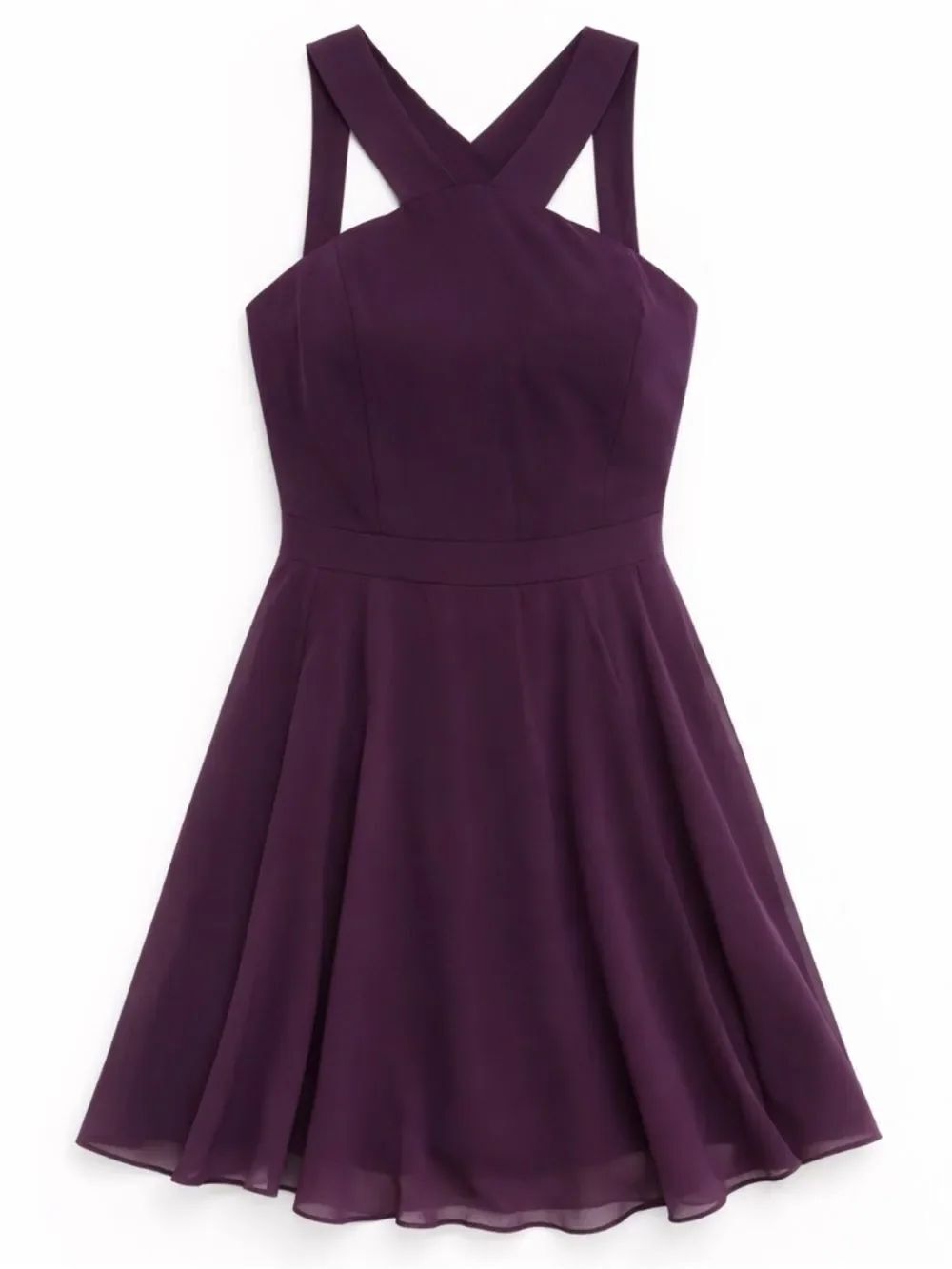 Lulus Forevermore Purple Skater Dress Cross Strap Back Flowy Mini L NWT